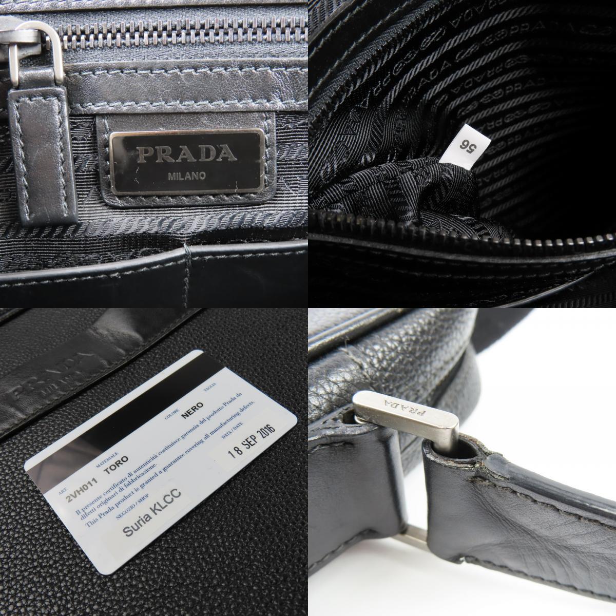 41591*1 jpy start *PRADA Prada middle ultimate beautiful goods Logo diagonal ..OK 2VH011 shoulder bag leather black 
