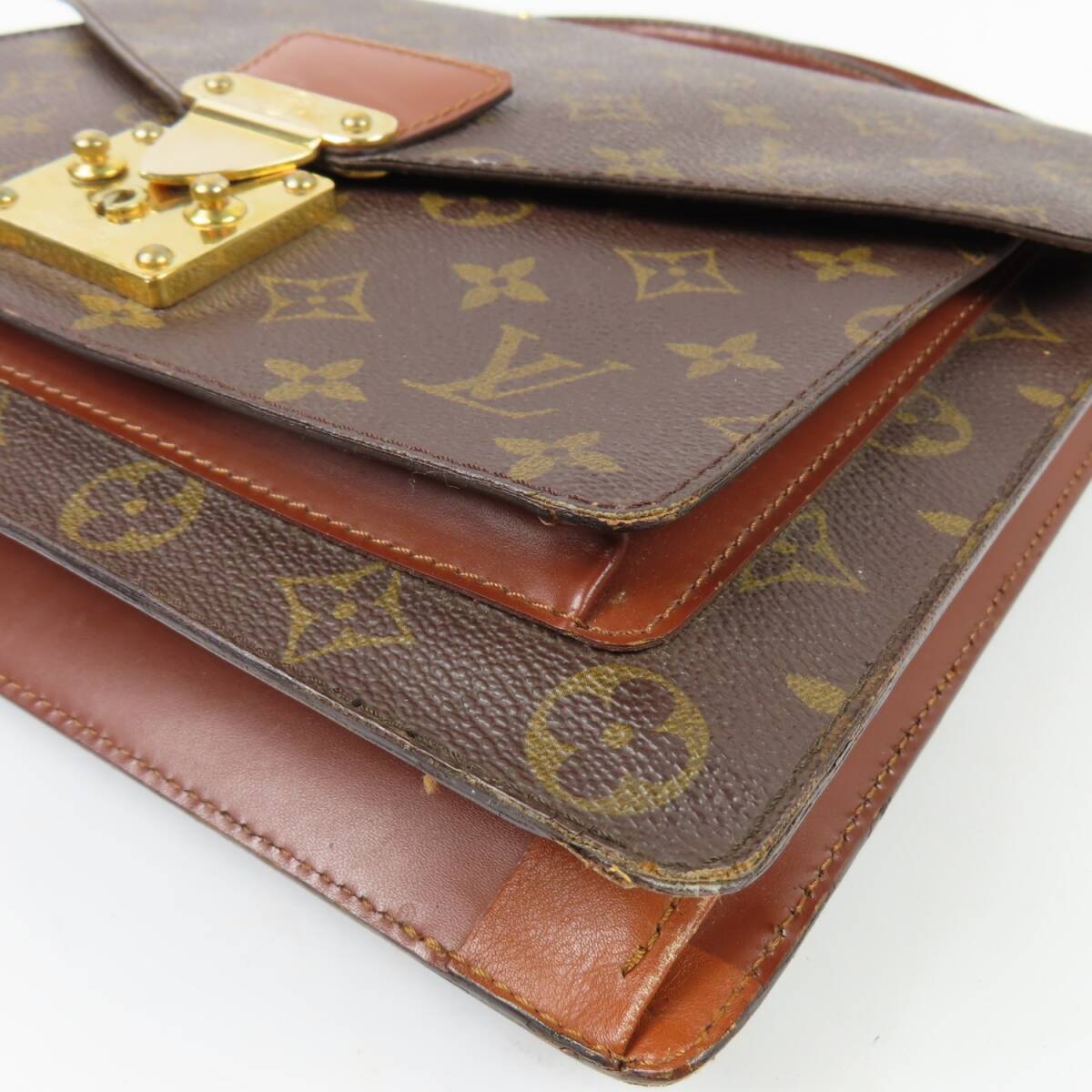 41932★1円スタート★LOUIS VUITTON ルイヴィトン モンソー 2WAY ショルダーバッグ ヴィンテージ モノグラム ハンドバッグ レザー ブラウン_画像3