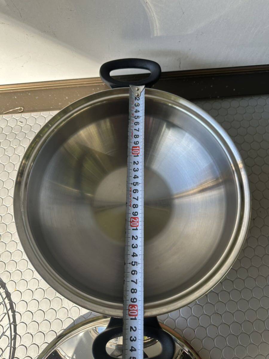 Amway Queen アムウェイ MULTI-PLY-I 18/8 STAINLESS STEEL 両手鍋　30cm ウォック フライパン 中華鍋 made in U.S.A IH対応 調理器具 _画像6