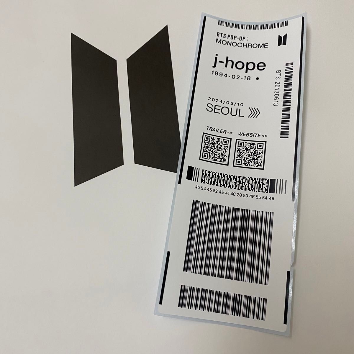 BTS Jhope MONOCHROME  入場特典タグ　ソウル　popup