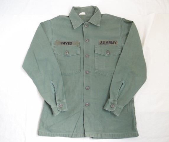 米軍実物 US ARMY パッチ付き ユーティリティシャツ / Shirt, Man's, Cotton Sateen, OG 107 ミリタリーシャツ オリーブグリーン_画像3