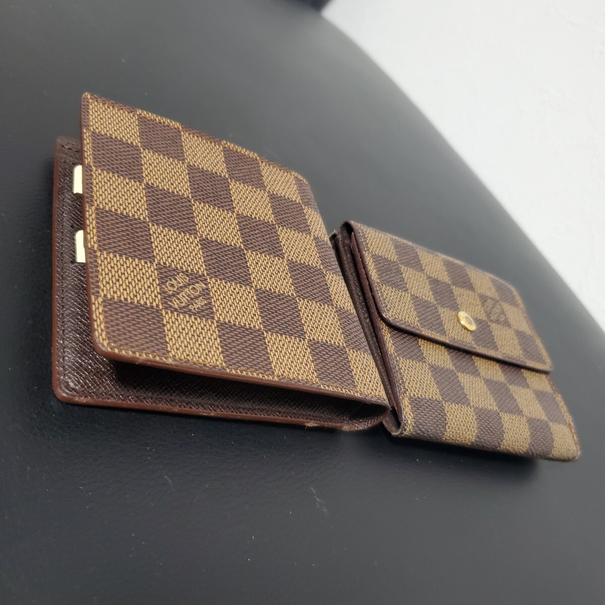 1円～LOUIS VUITTON ルイヴィトン ダミエ 二つ折り財布 2個セット まとめ売り 049_画像2