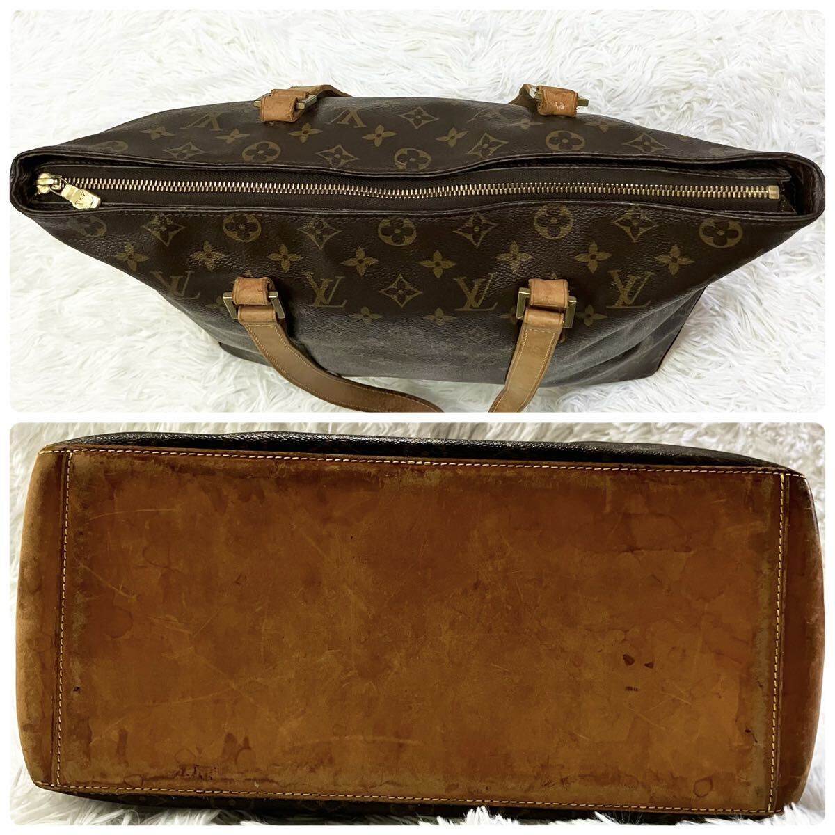 1円 良品 ルイヴィトン LOUIS VUITTON トートバッグ ショルダーバッグ カバメゾ 肩掛け A4収納可能 大容量 モノグラム PVC レザー ブラウン_画像5