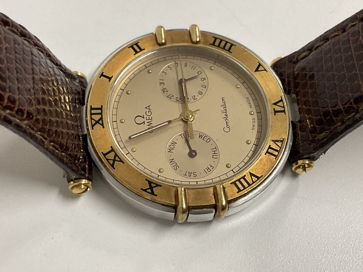 営SA579◆ 【電池交換済み・稼働品】OMEGA Constellation オメガ コンステレーション デイデイト クォーツ ゴールド 腕時計 (ベルト社外品)_画像4