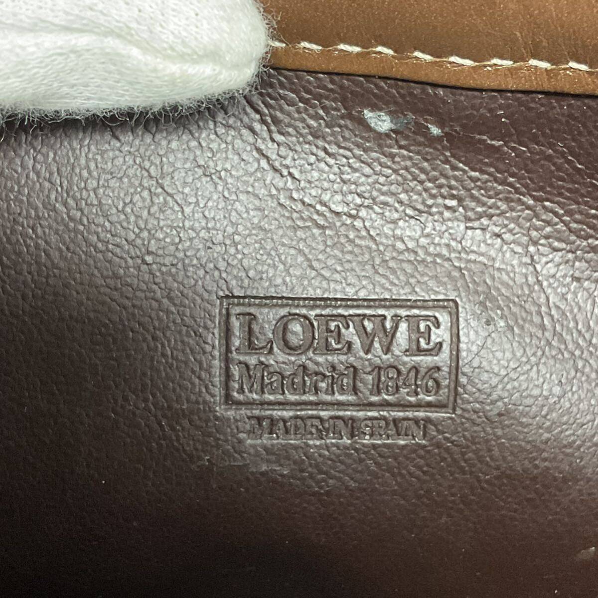 営TK004-60◆ LOEWE／ロエベ アナグラム ベージュ×ブラウン クラッチバッグ セカンドバッグ 袋あり の画像6