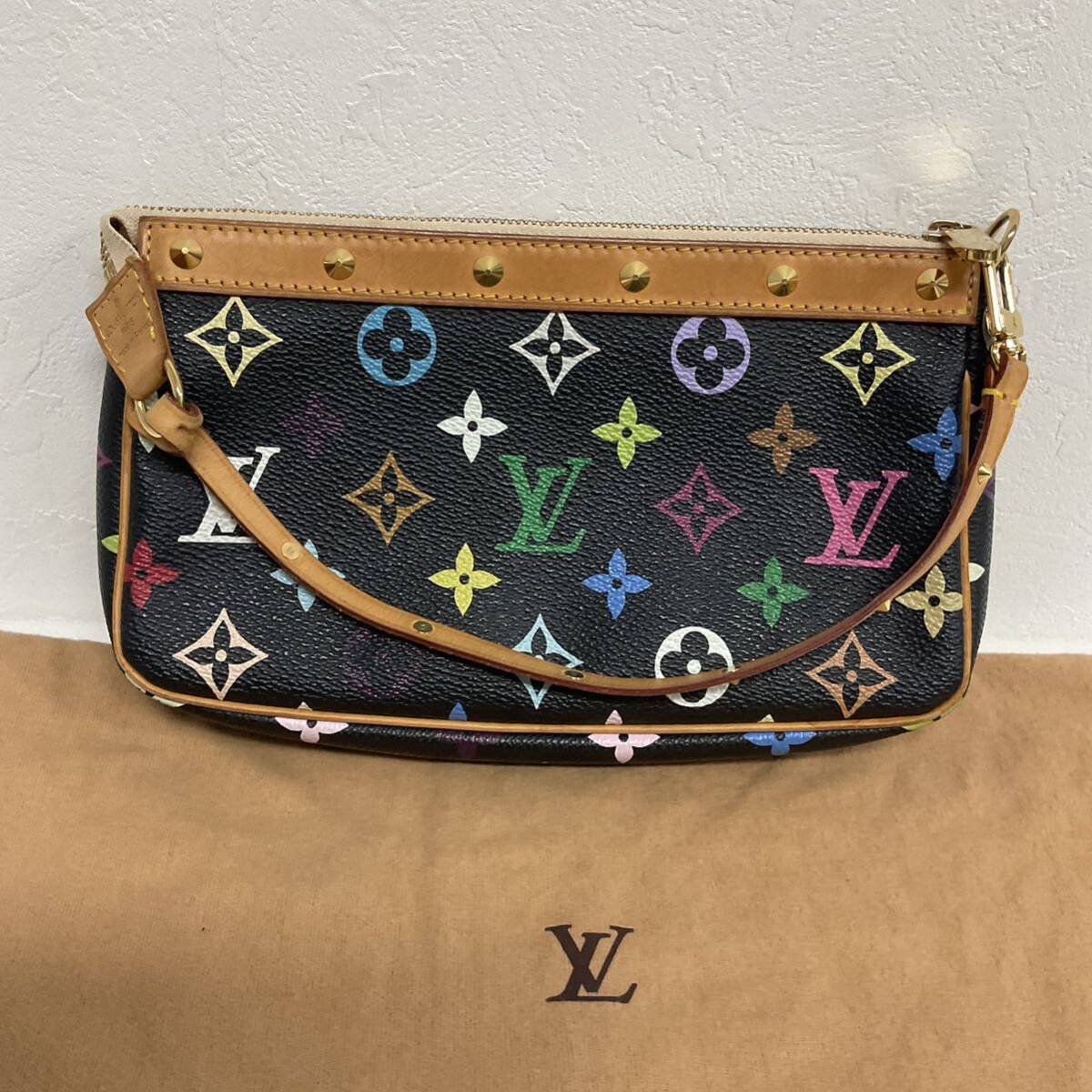 営MK021-60◆ LOUIS VUITTON ／ルイヴィトン モノグラム マルチカラー ポシェット アクセソワール スタッズ ハンドバッグ ショルダーバッグ_画像2