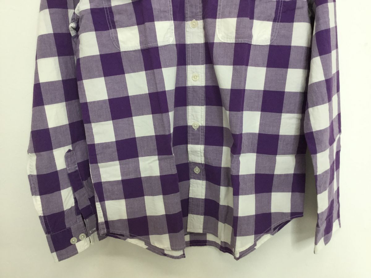 ●営HS277-60 Supreme シュプリーム チェック ネルシャツ サイズ M パープル Flannel shirt 長袖の画像3