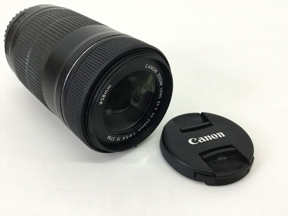 ●営SR190-60　 Canon ZOOM LENS EF-S 55-250mm 1:4-5.6 IS STM カメラレンズ EFマウント オートフォーカス_画像1