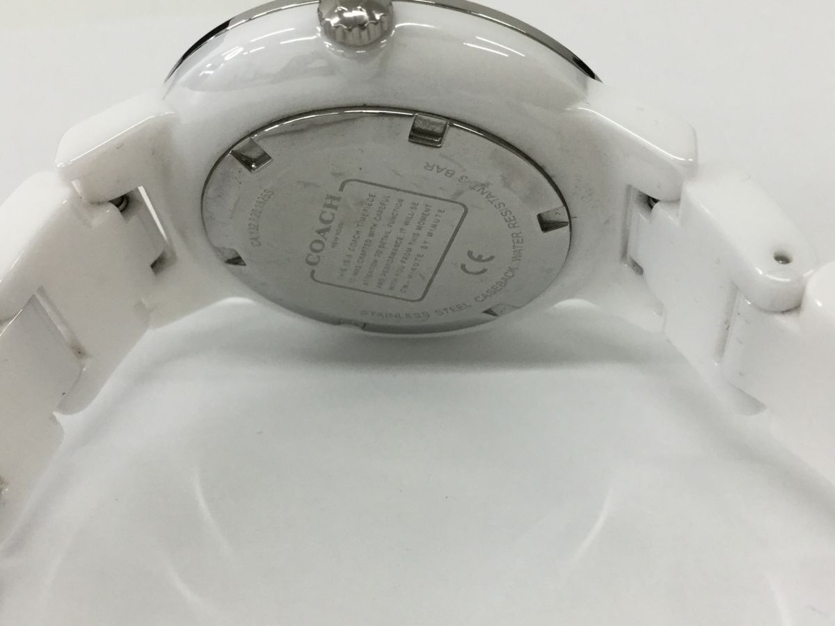 * fee TW387-60 COACH Coach CA.132.7.28.1825S white ceramic quarts lady's wristwatch 