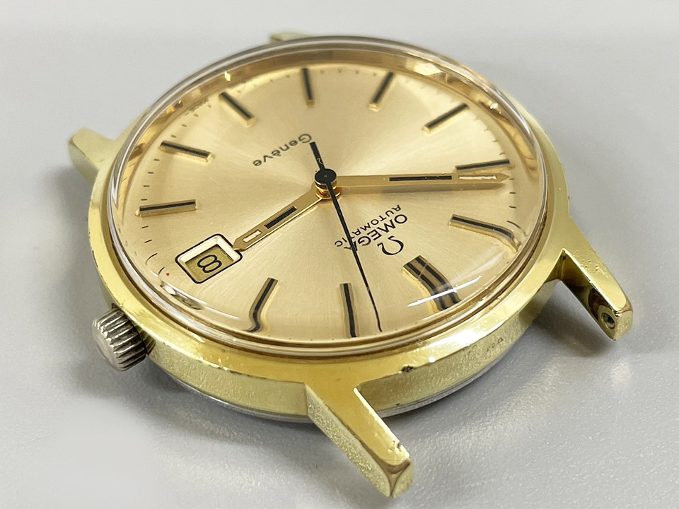 OMEGA オメガ ジュネーブ デイト オートマ ヴィンテージ 稼働 ゴールド文字盤 メンズ 腕時計の画像8