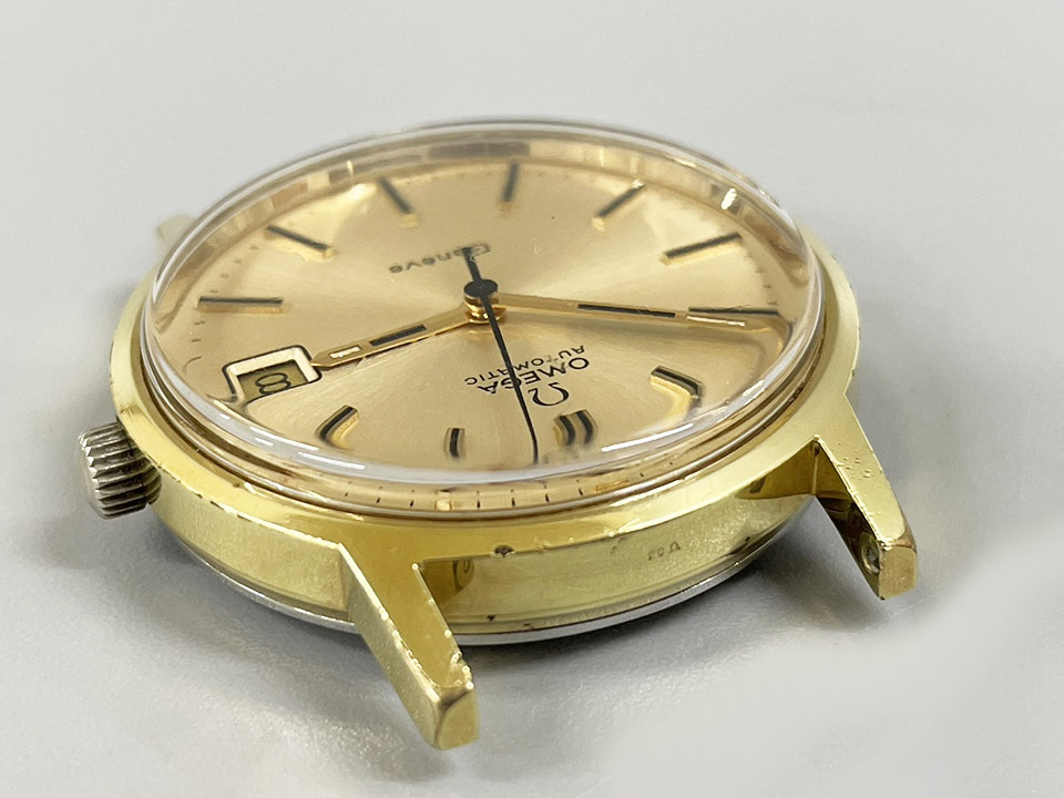 OMEGA オメガ ジュネーブ デイト オートマ ヴィンテージ 稼働 ゴールド文字盤 メンズ 腕時計の画像6