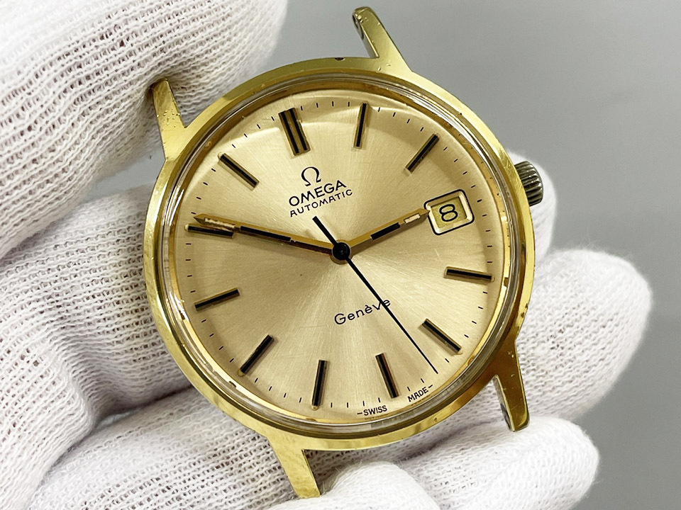 OMEGA オメガ ジュネーブ デイト オートマ ヴィンテージ 稼働 ゴールド文字盤 メンズ 腕時計_画像1