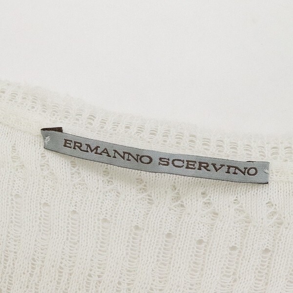 ◆ERMANNO SCERVINO エルマンノシェルヴィーノ コットン ニット ノースリーブ トップス 白 ホワイト 40_画像4