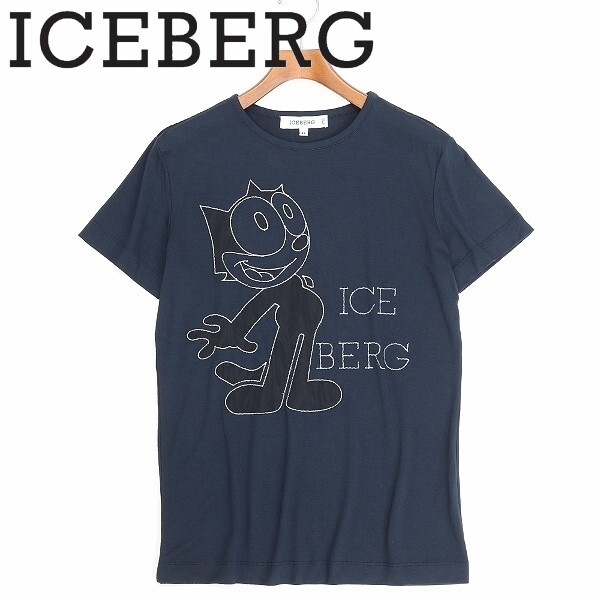 *ICEBERG Iceberg Felix Logo embroidery short sleeves T-shirt navy blue navy 44