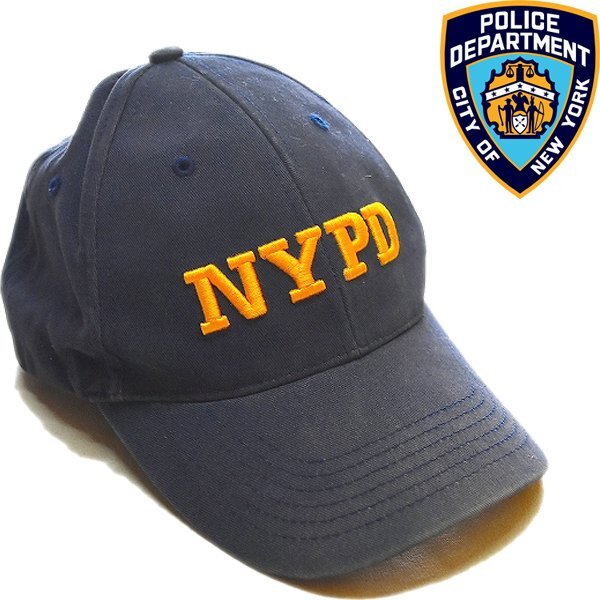 1点物◆ニューヨーク市警察NYPD紺ベースボールキャップ帽子US古着メンズレディースOKアメカジブランド90sストリート/スポーツハット372603_画像1