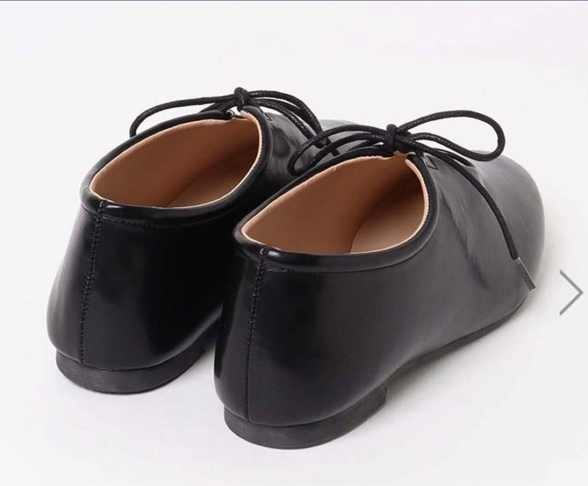フラット　リボンシューズ　L 24.5 25 ブルーブルーエ 靴 黒 ブラック　