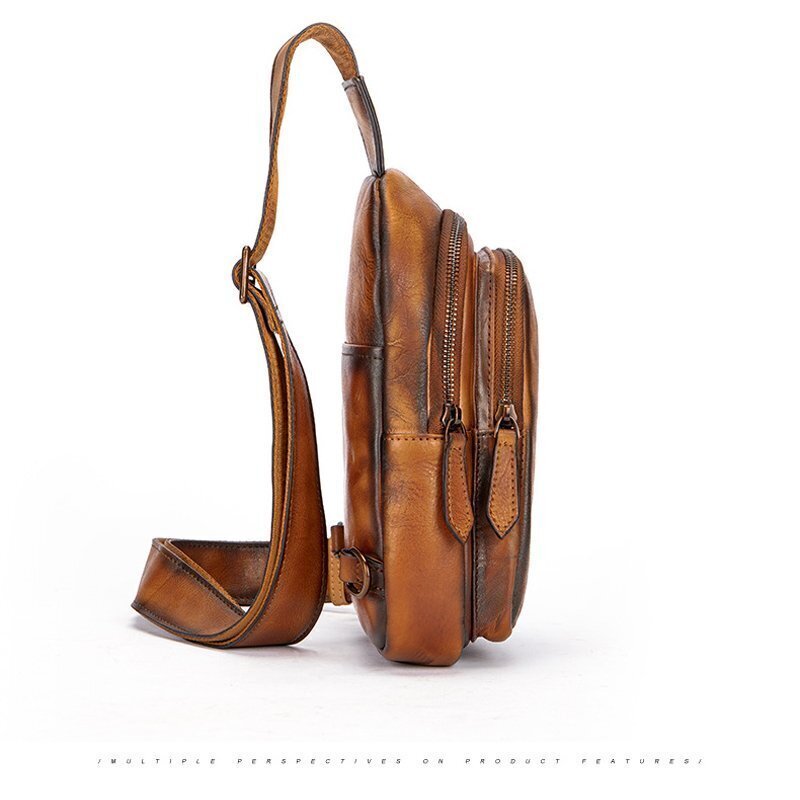  new arrival * leather body bag men's original leather one shoulder bag cow leather diagonal .. Brown iPad mini correspondence casual bicycle bag 