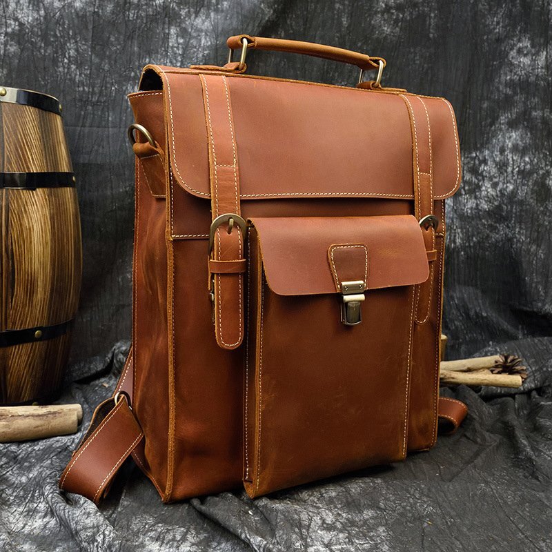  beautiful goods high capacity . hand cow leather document bag hand made shoulder bag diagonal .. hand made rucksack bag cow leather Brown 