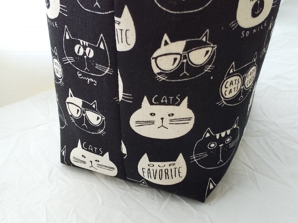 * hand made *cat* cat face * Mini bag & bottle case * lunch bag * tote bag S* black!..
