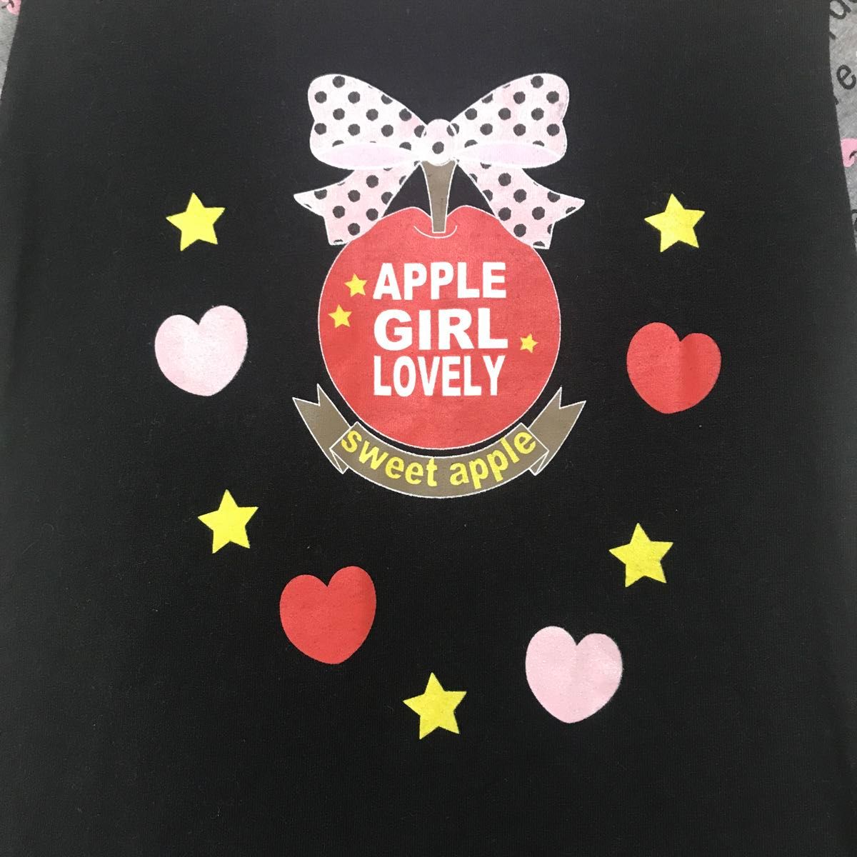 110cm 半袖 ワンピース フリル 黒 APPLE キッズ 女の子