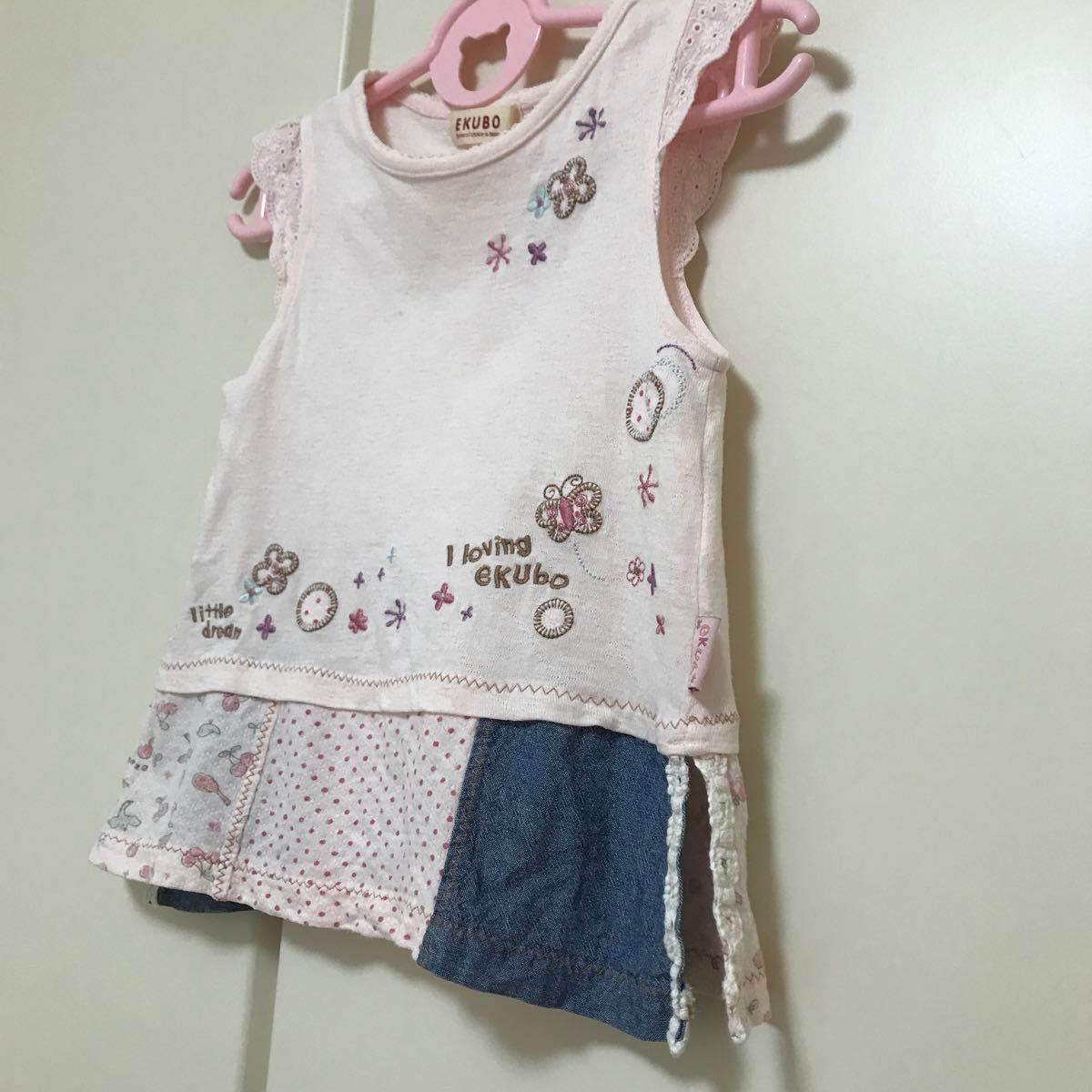 EKUBO 100cm 半袖Tシャツ 袖 レース ピンク キッズ 女の子 子供