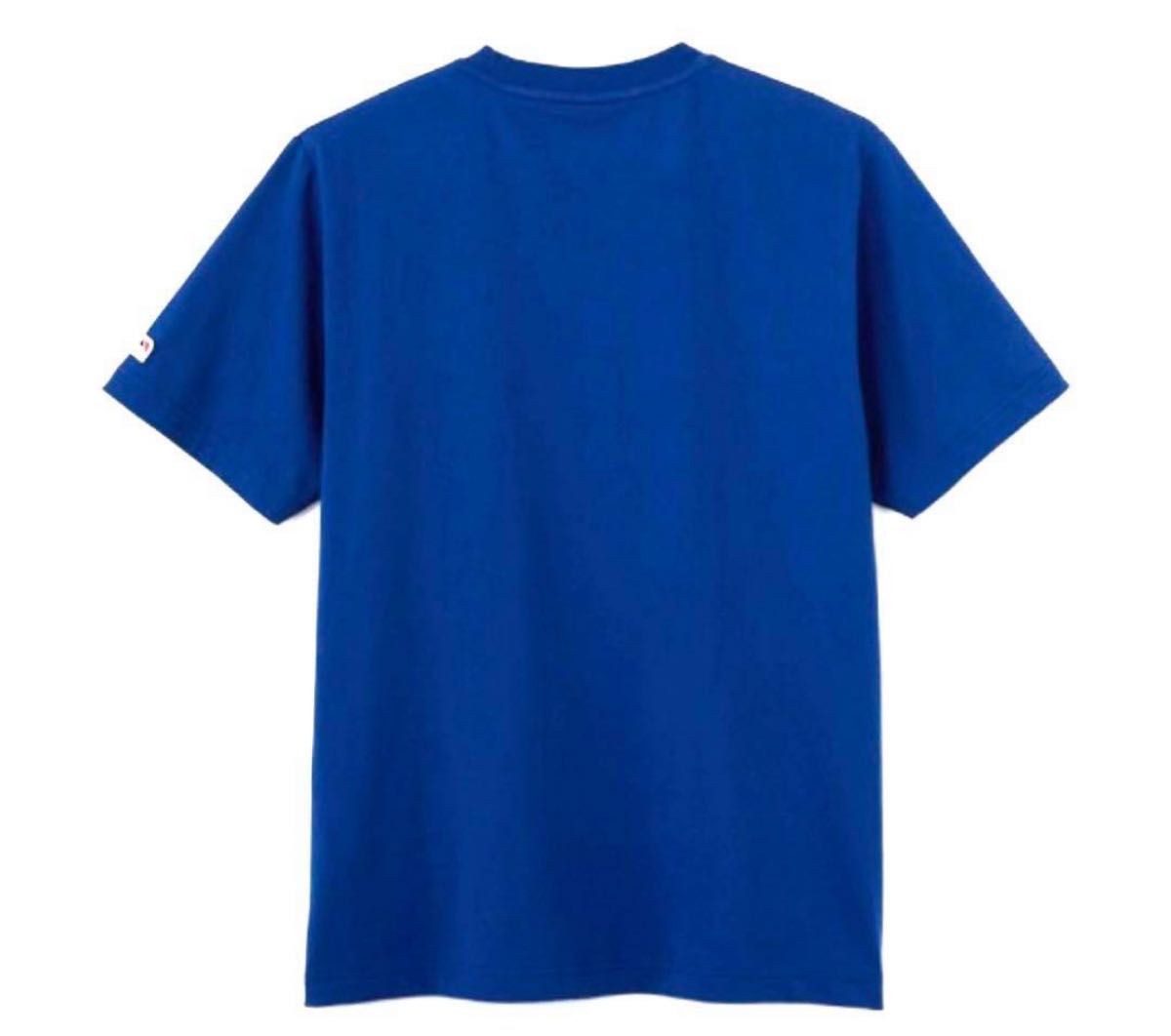 新品　MLB公式　ロサンゼルス・ドジャース　　大谷翔平　Tシャツ(半袖)　ブルー　青　綿100% 　バッターマン　ワンポイントロゴ