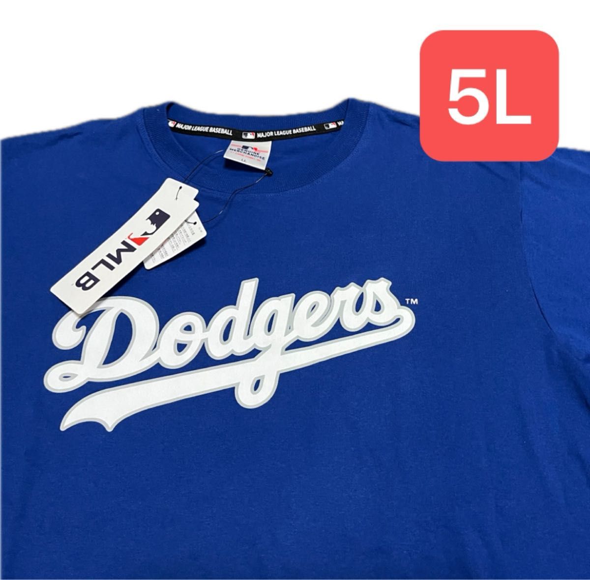 新品　MLB公式  LAドジャース Tシャツ　半袖　 5Lサイズ　大谷翔平　綿100% チームロゴ　青　ブルー　人気色