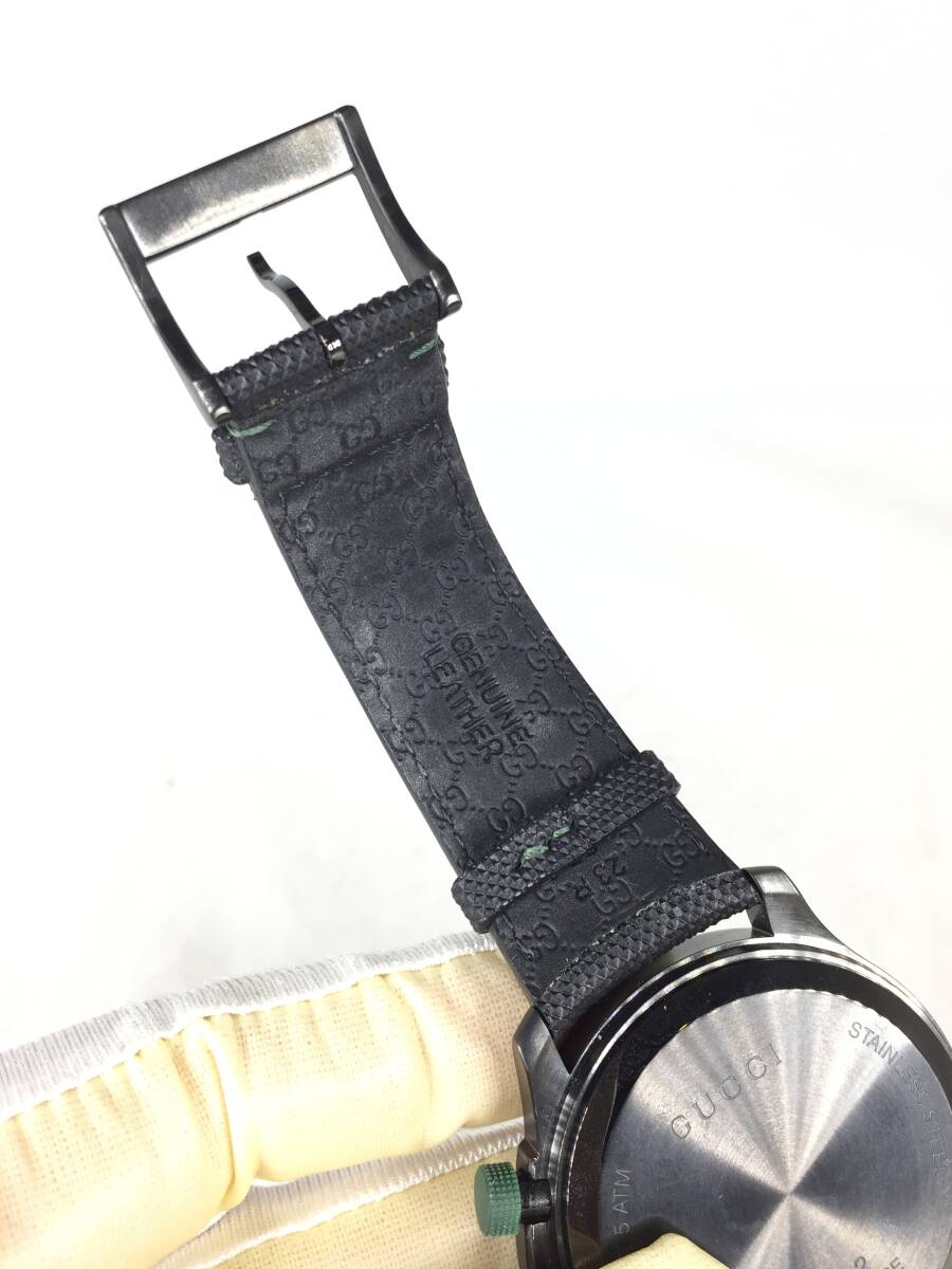 【中古品】GUCCI グッチ YA126225 126.2 Gタイムレス クロノグラフ ブラック文字盤 クォーツ 稼働品 箱付き 動作確認済み メンズ腕時計_画像8