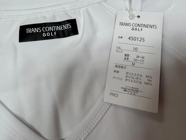 450125-10■機能インナー■Mサイズ■TRANS CONTINENTS GOLF トランスコンチネンツ・ゴルフ ゴルフウエア 吸汗速乾 接触冷感_画像2