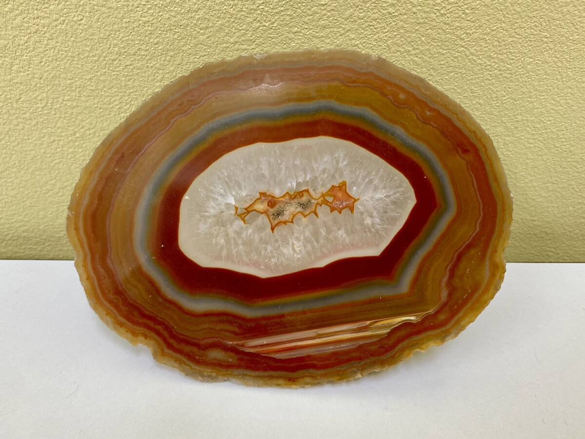 agate 瑪瑙 メノウ 天然石 パワーストーン 置物 断面 インテリア 重量1037g めのう アゲート_画像1