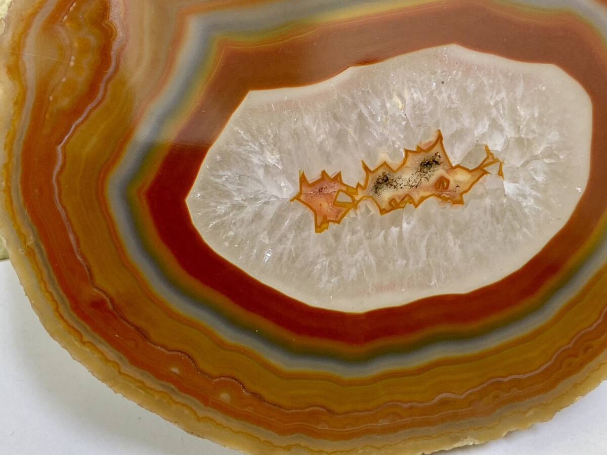 agate 瑪瑙 メノウ 天然石 パワーストーン 置物 断面 インテリア 重量1037g めのう アゲート_画像3