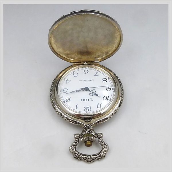 LIBO ANTIMAGNETIC low ne Deluxe pocket watch self-winding watch steam locomotiv souvenir Showa Retro * rare goods antique collection 22-0140-01