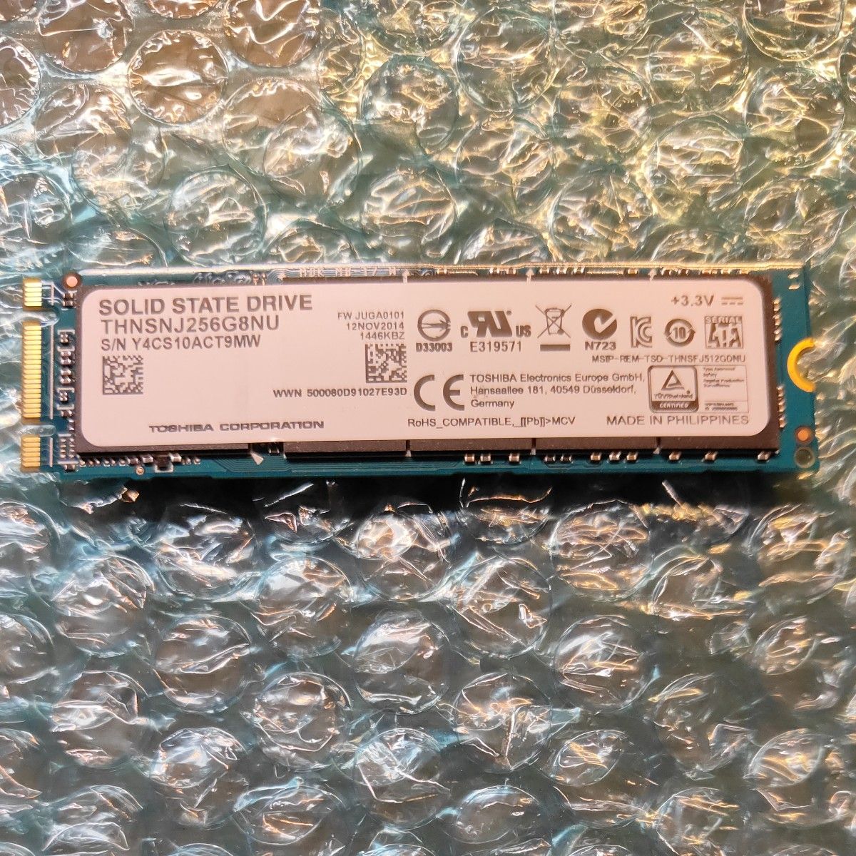 東芝製M,2 SSD 256GB  使用103時間　高耐久MLC