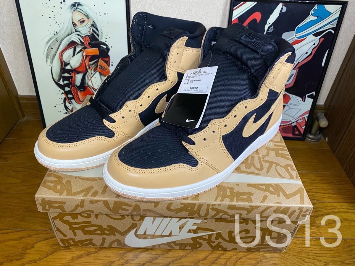 US13/31cm ナイキ/Nike エアジョーダン1 レトロ ハイ OG "Vachetta Tan" SNEKRS atmos