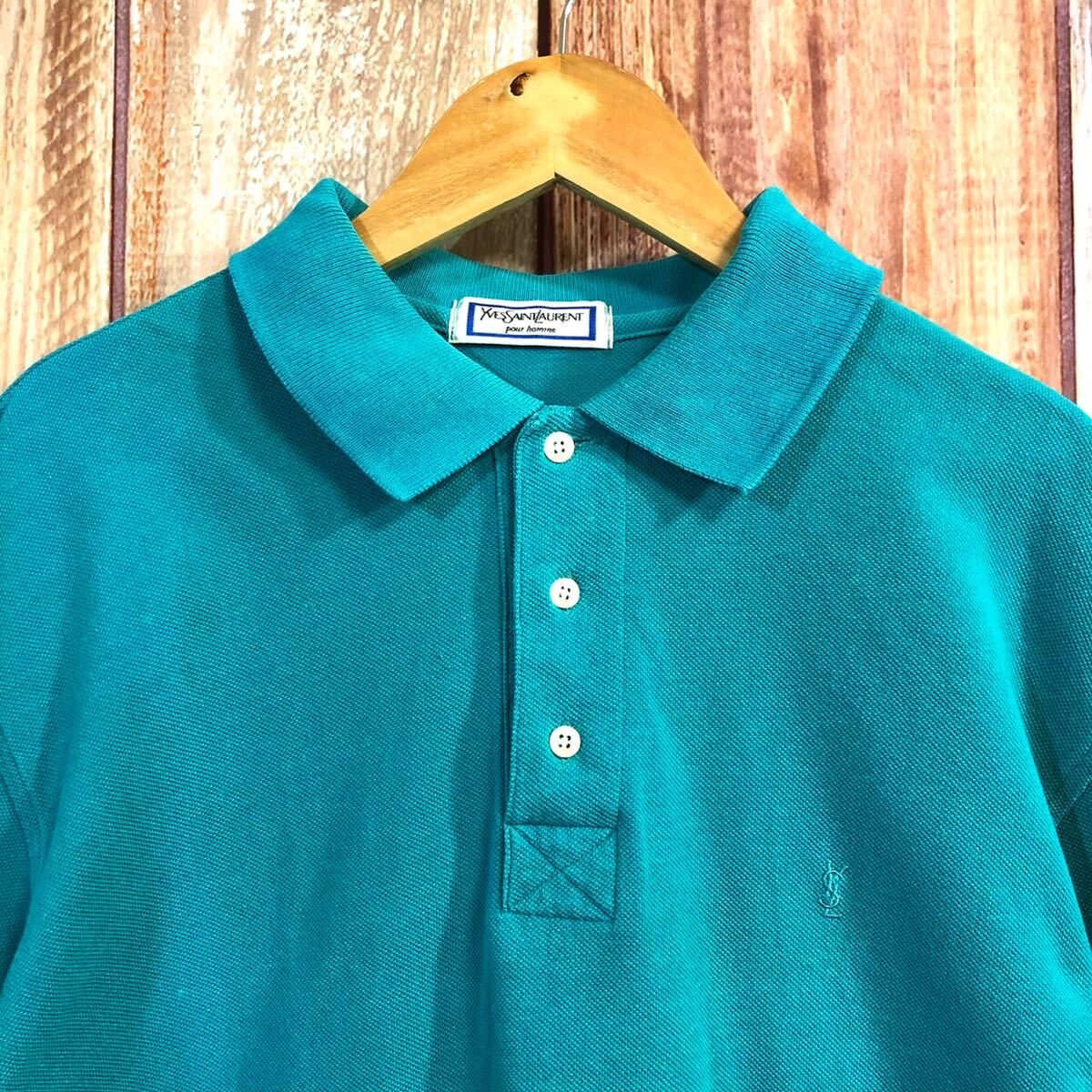  Yves Saint-Laurent Yves Saint Laurent Vintage man and woman use tops polo-shirt with short sleeves Logo embroidery emerald 