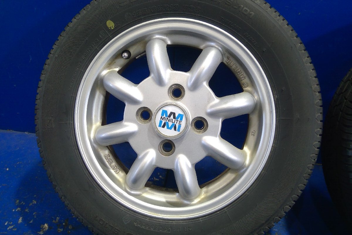 (H)ダイハツ 純正 MINILITE ミニライト 8スポーク 13インチ 4.0B タイヤ SEIBERLING 155/65R13 山有 4本セット ミラジーノ [2402816]_画像6