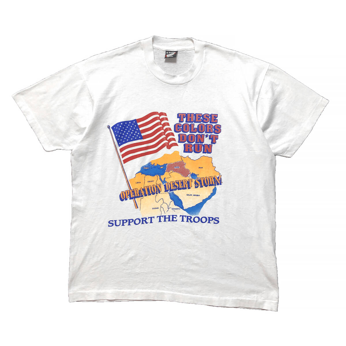 USA 古着 90S USA製 ヴィンテージ デザートストーム作戦 砂漠の嵐作戦 Tシャツ 湾岸戦争 メンズXL シングルステッチ BA2623