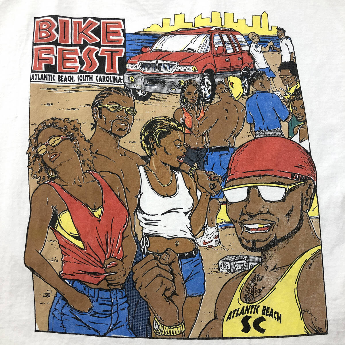 USA 古着 00S 南カロライナ州 アトランティックビーチ BIKE FEST オールド プリント Tシャツ メンズXXL 大きいサイズ ヴィンテージ BA2660