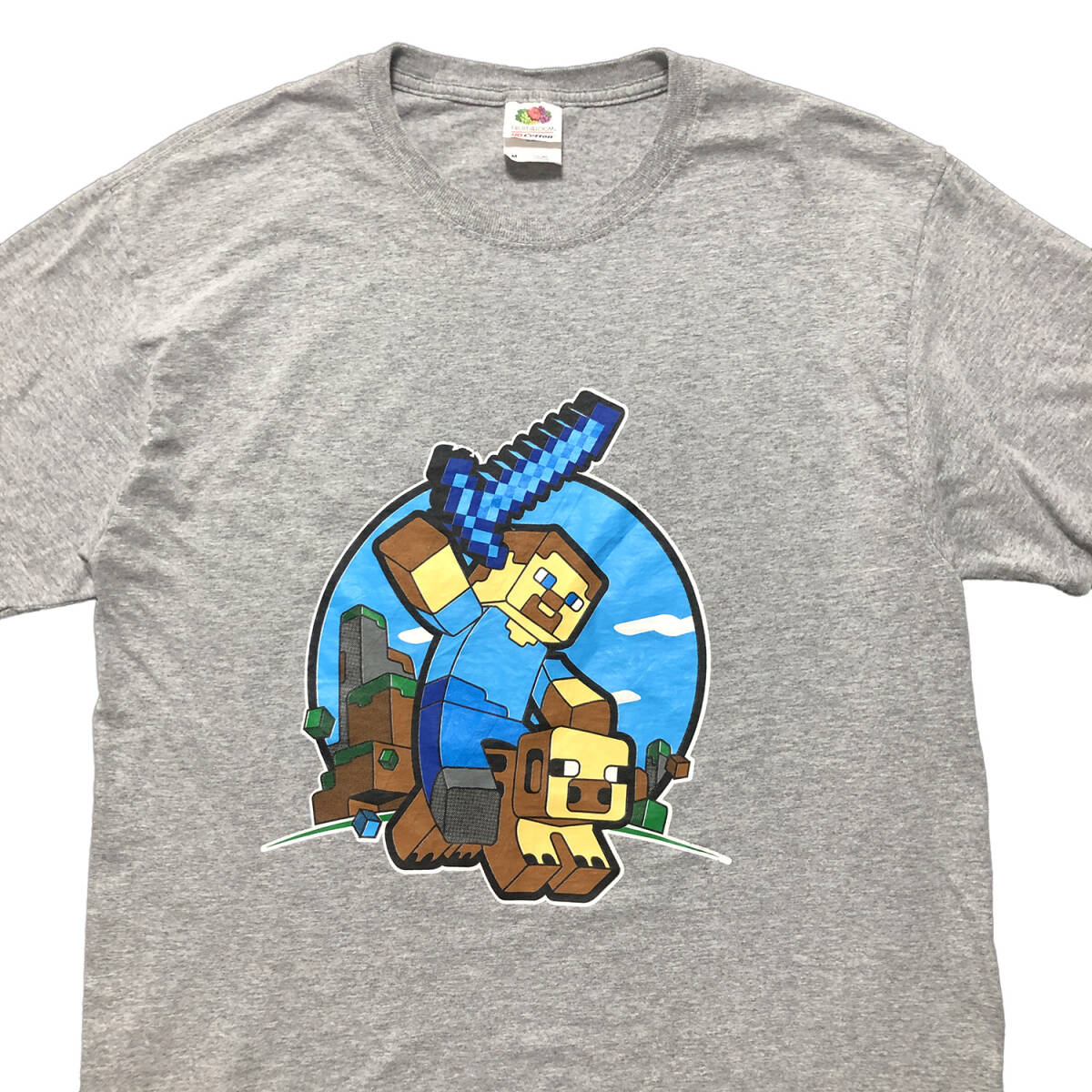 USA 古着 Tシャツ ゲーム マインクラフト グレー メンズ M プリント 半袖 Minecraft BA2720_画像3