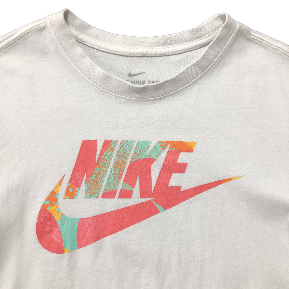 USA 古着 Tシャツ NIKE ナイキ リメイク クロップド ロゴ スウッシュ ショート丈 切りっぱなし カットオフTシャツ レディース S BA2757_画像3