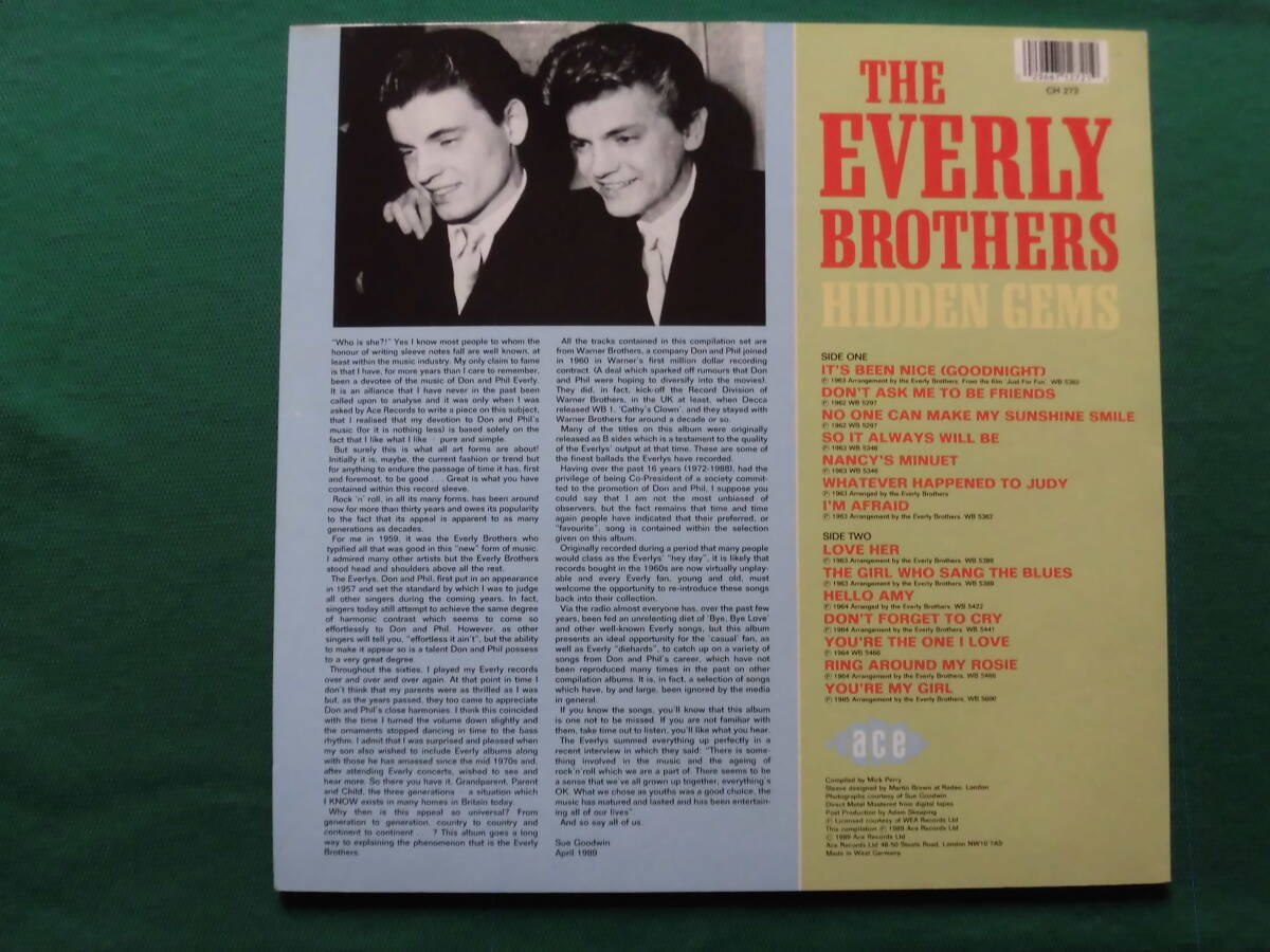 The Everly Brothers/Hidden Gems (From The Warner Bros Vol.1)　ロックン・ロール・レジェンド、LP未収録音源コンピ、レア西独盤_画像2