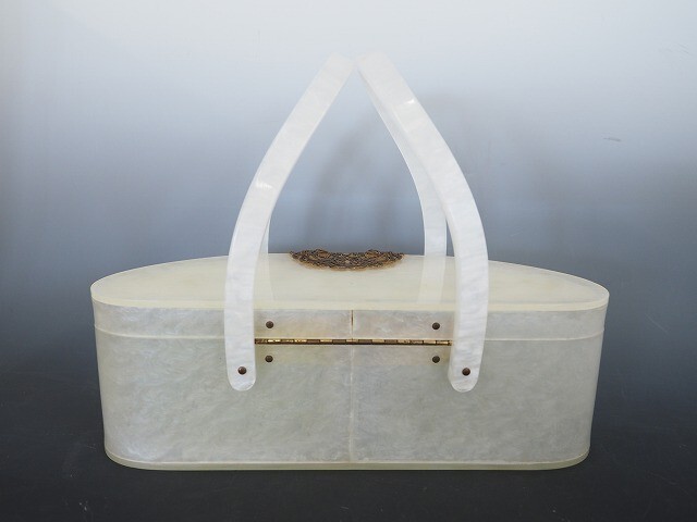 50\'s WILARDY фирма [ Roo сайт сумка зеркало есть ]wila-ti белый Vintage Lucite Handbags 1950 годы Vintage 271a