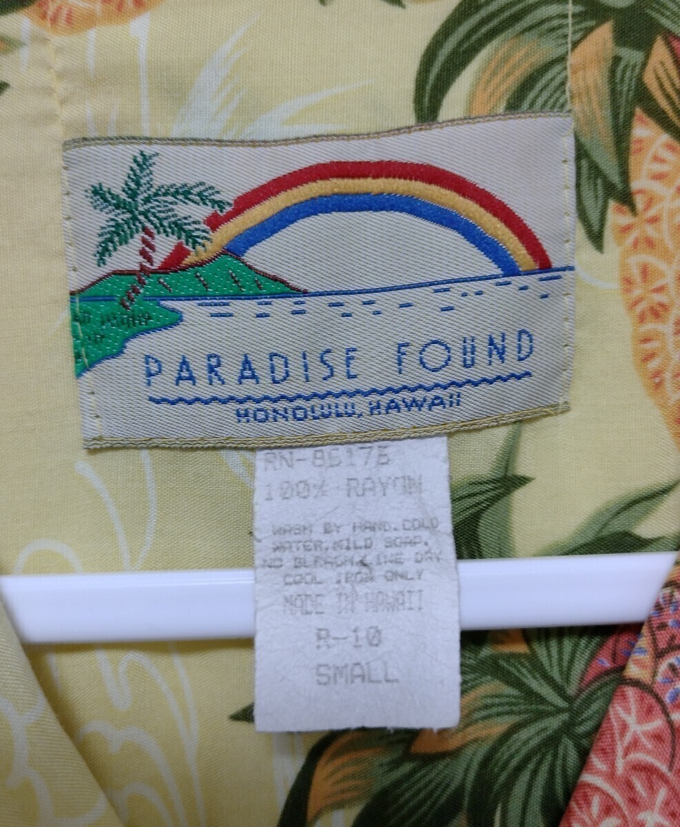 PARADISE FOUND パイナップル アロハシャツ Mサイズ相当　　パラダイスファウンド　パイン_画像4