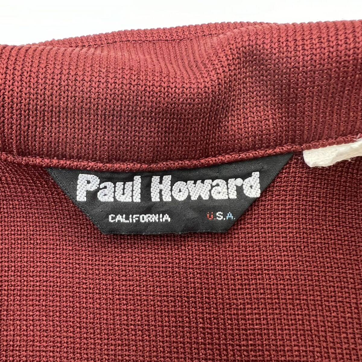 Paul Howard ☆ USA製 半袖 レトロ デザイン ポロシャツ エンジ L相当 アメカジ 大人カジュアル 古着 ビンテージ ポールハワード■BH156_画像5