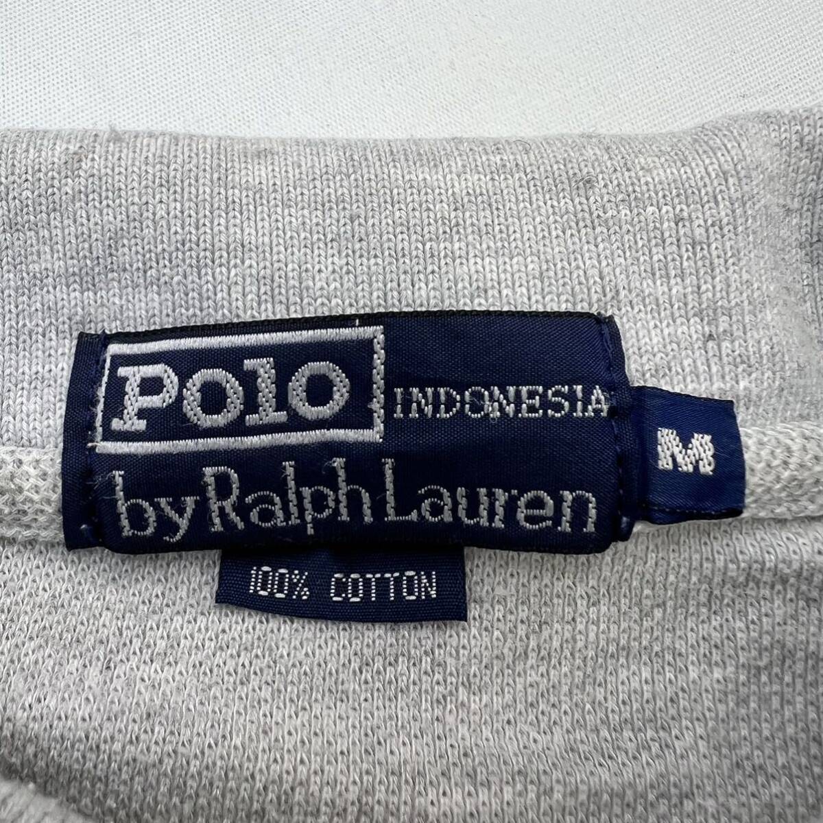 POLO RALPH LAUREN ☆ グレー ポロシャツ コットン M 春夏 定番 アメカジ ストリート 大人カジュアル 古着 人気 ポロラルフローレン■BH151_画像5