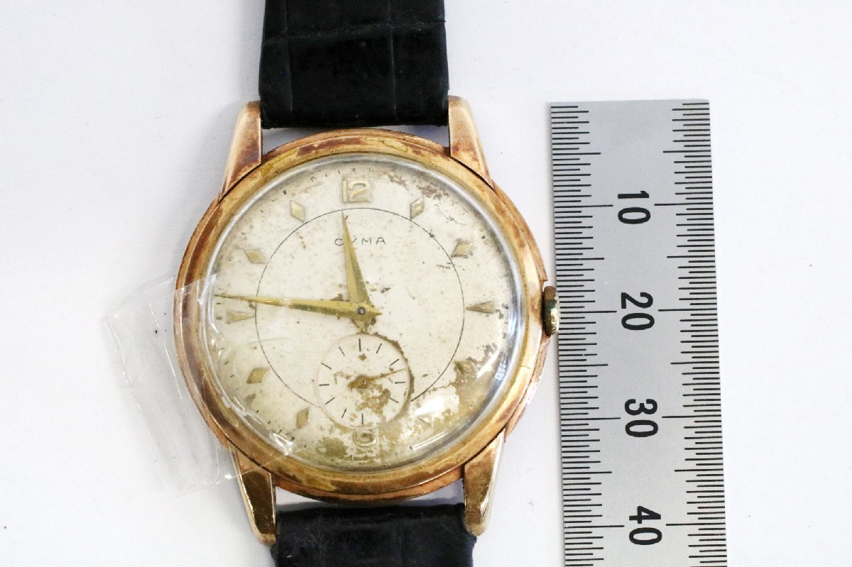 (14K 585 stamp have ) Junk clock * Cima CYMA small second machine hand winding wristwatch * operation verification settled reverse side cover coming off equipped *.. from .[x-A72958]