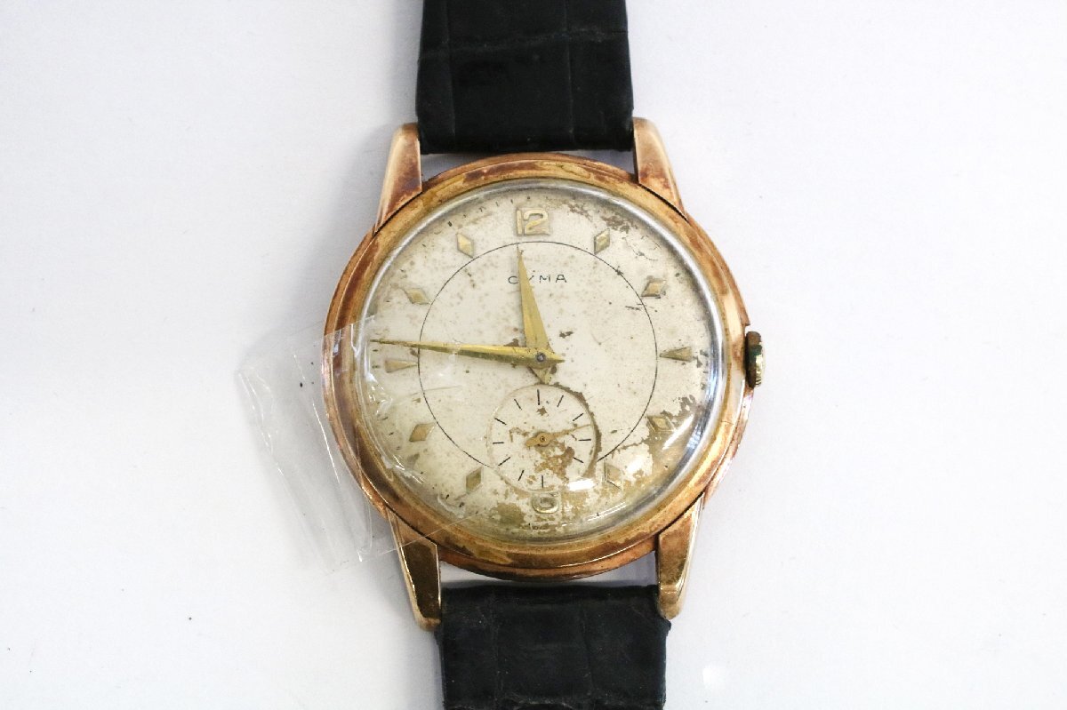 (14K 585 stamp have ) Junk clock * Cima CYMA small second machine hand winding wristwatch * operation verification settled reverse side cover coming off equipped *.. from .[x-A72958]