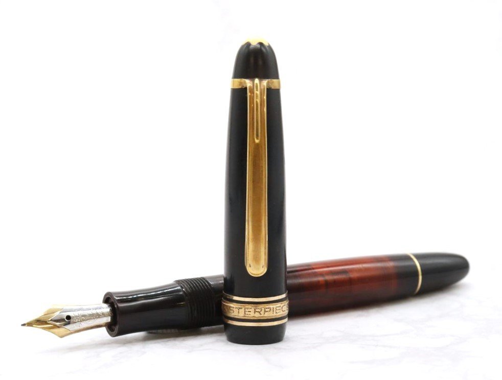 ( pen .14C585) MONTBLANC Montblanc fountain pen Meister piece #142 total 1 point * writing brush chronicle not yet verification *.. from .[Y-A08309] including in a package -2