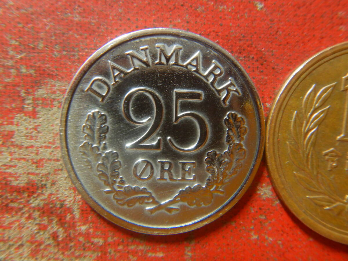 外国・デンマーク／２５オーレ白銅貨（1966年）　240507_画像1