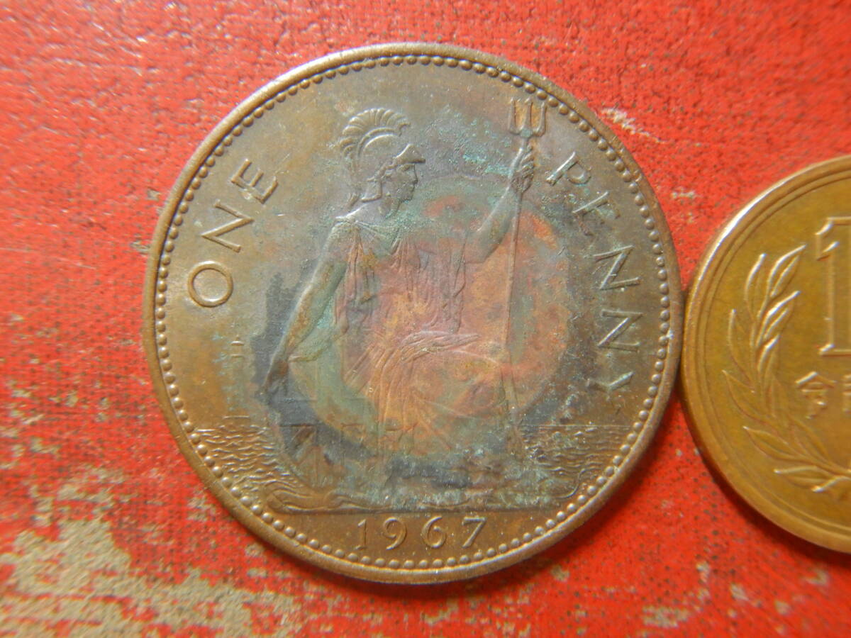 外国・イギリス／１ペニー青銅貨：ブリタニア（1967年） 240507の画像1